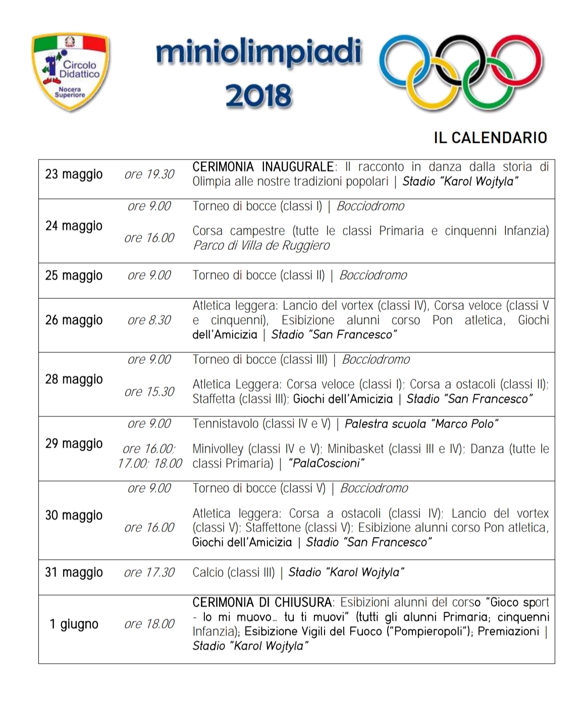 CalendarioMiniOlimpiadi2018