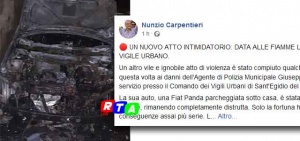 auto-incendiata-vigile-urbano-carpentieri-sant-egidio-monte-albino-rtalive