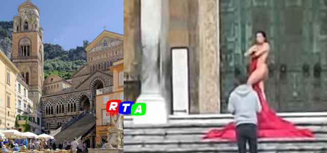 modella-nuda-duomo-di-Amalfi-Costiera-Amalfitana-RTAlive