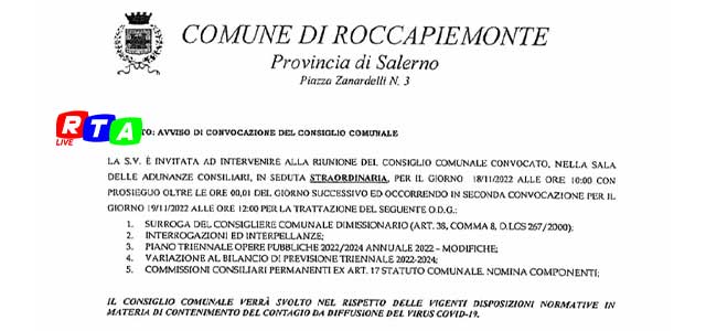 consiglio-comunale-roccapiemonte-surroga-consigliere-Adinolfi-RTAlive