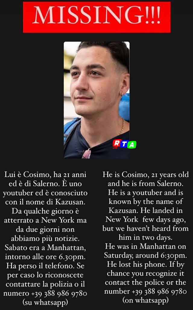 missing-Cosimo-Corrado-Kazuosan-youtuber-Salerno-RTAlive