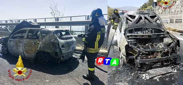 auto-incendiata-autostrada-uscita-vietri-sul-mare-RTAlive