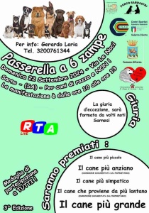 locandina-passarella-a-6-zampe-rtalive-cani-animali-di-affezione